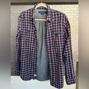 U.S. Polo Assn. Men's Red and Blue Plaid Shirt
